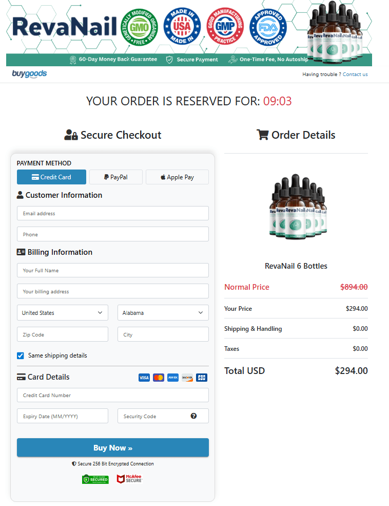 RevaNail order page